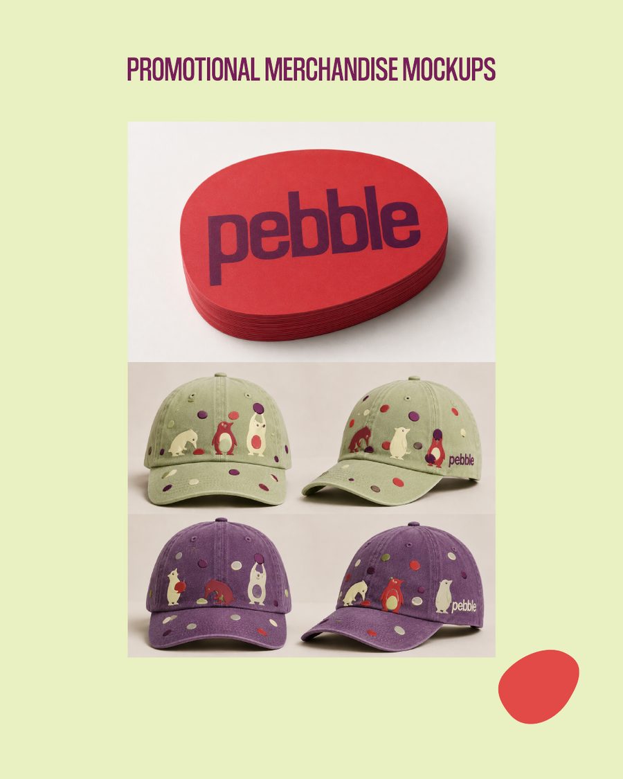 Pebble promotional merchandise mockups