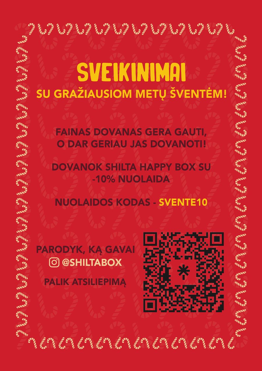 Red Christmas greetings card in Lithuanian